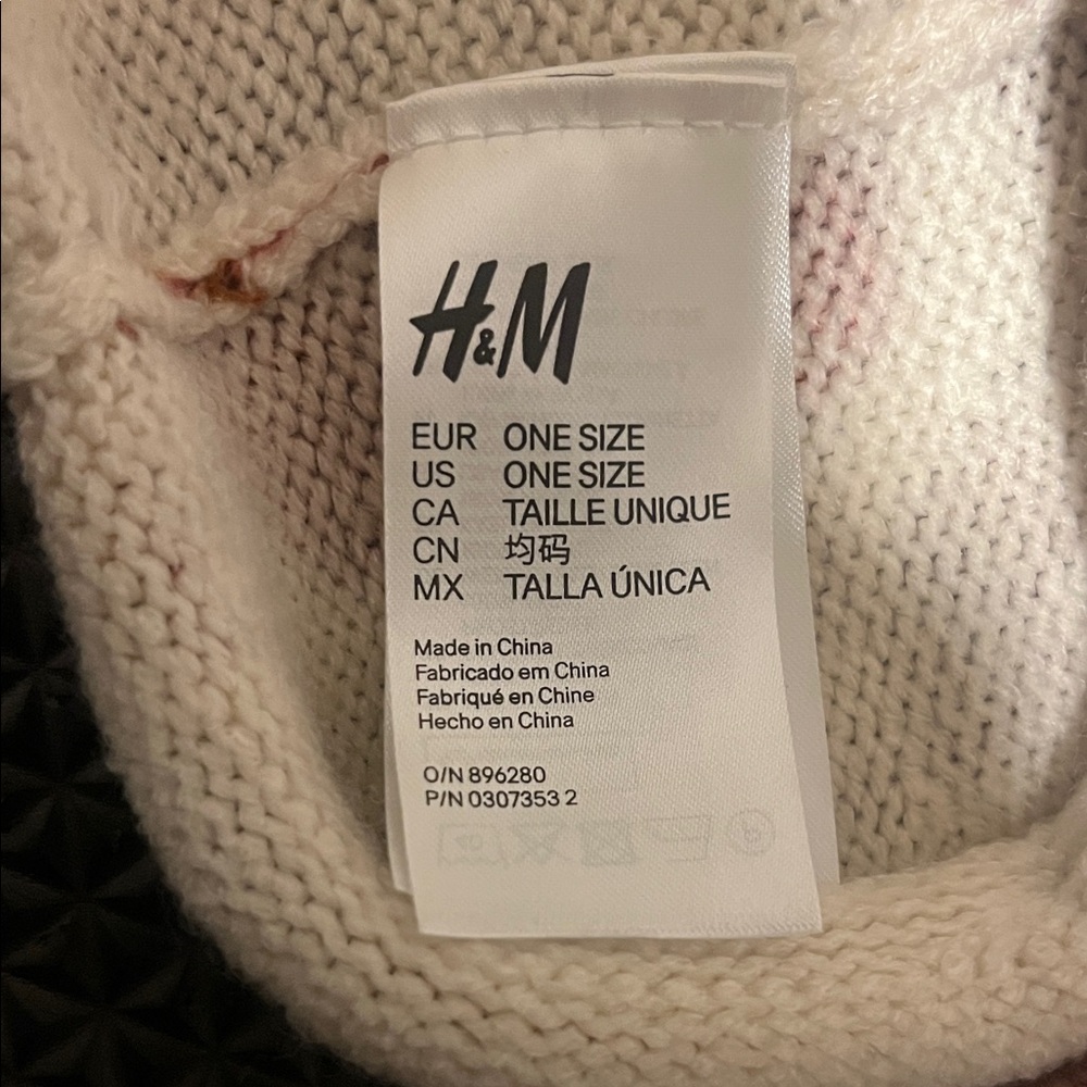 H&M Floral Knit Beanie - Cream and Brown - Picture 2 of 2